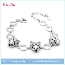 2015 fashion circle jewelry bracelet Austrian crystal skull heads bracelets for men